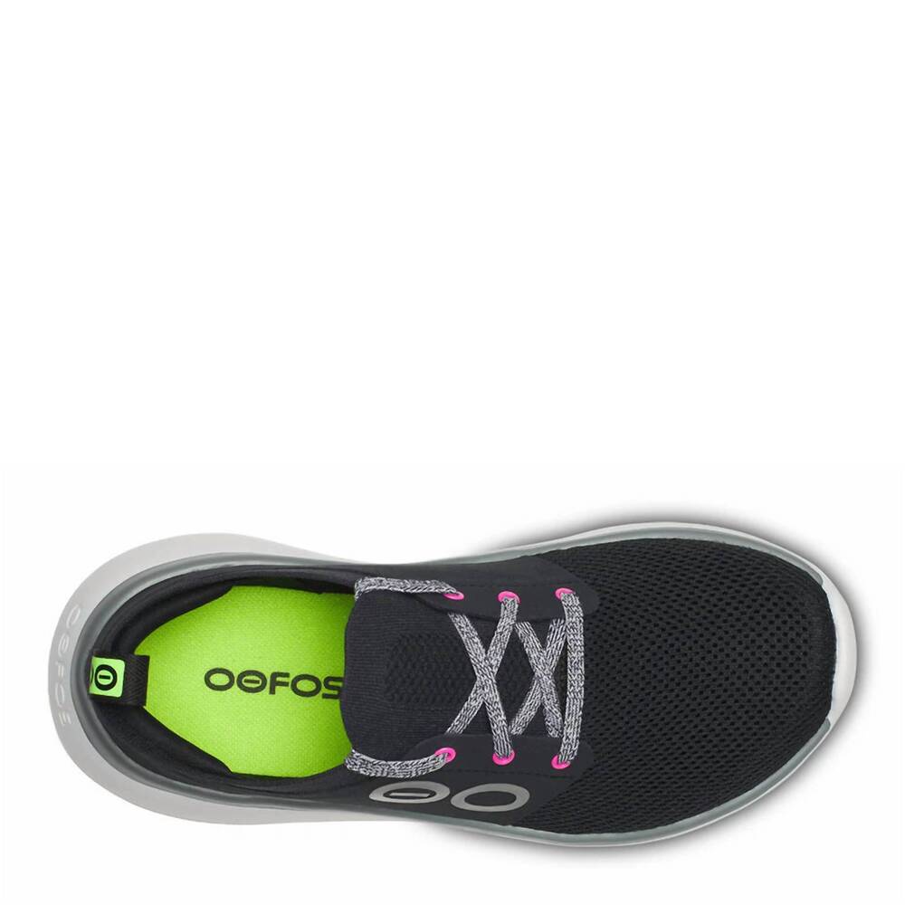 NEW OOFOS women's oomy stride sneakers in black/white - Picture 4 of 6